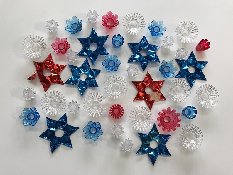 Vintage Plastic Christmas Light Reflectors Lot Retro Red Blue Etsy
