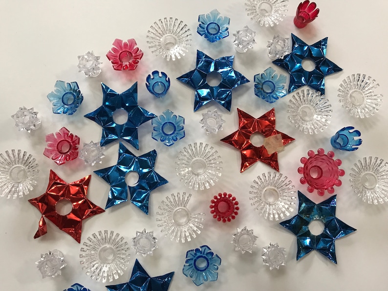 Vintage Plastic Christmas Light Reflectors Lot Retro Red Blue Etsy