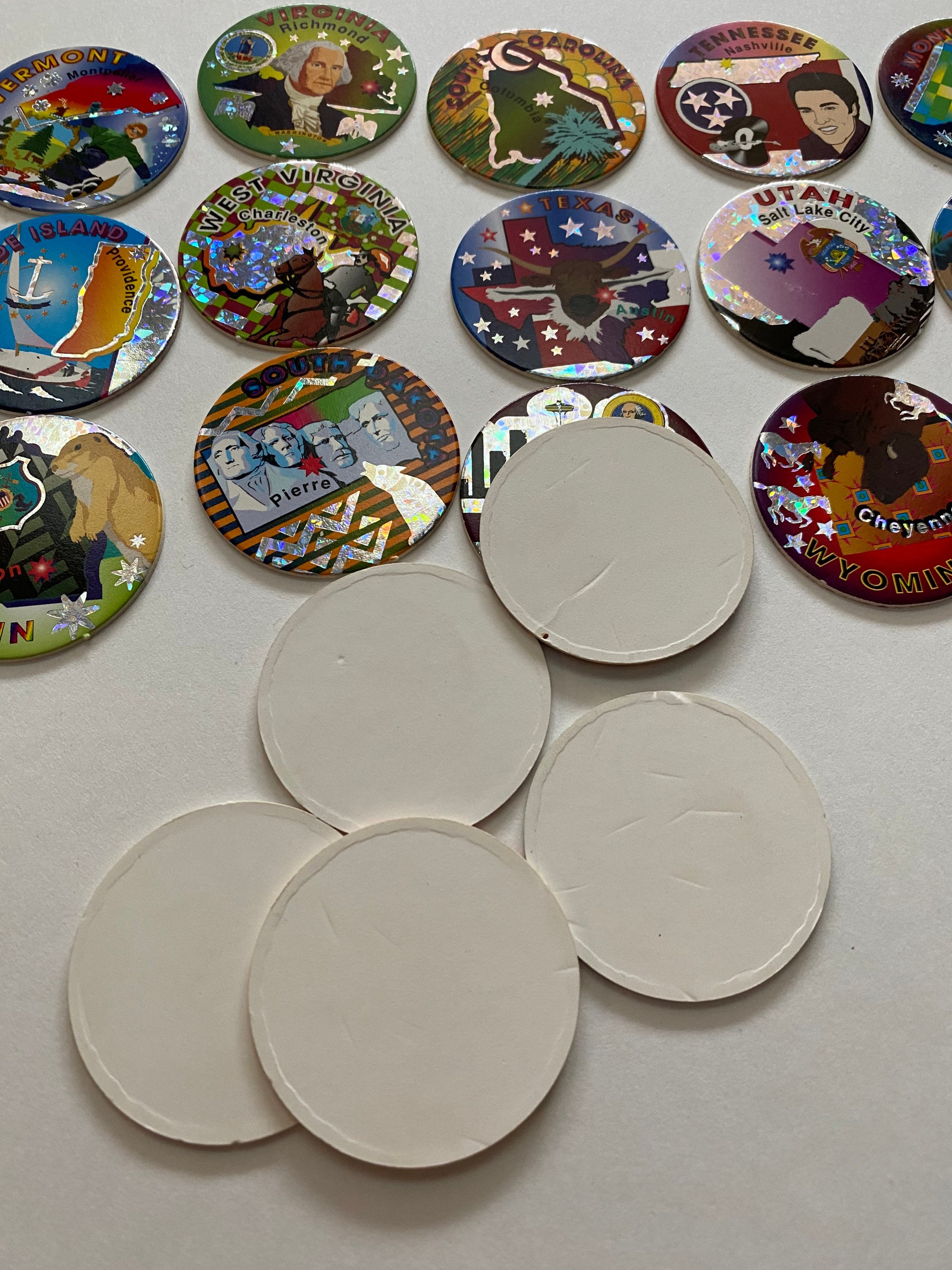Round Pogs 1990s Blank Back American State Pogs 90s Game Pieces - Etsy
