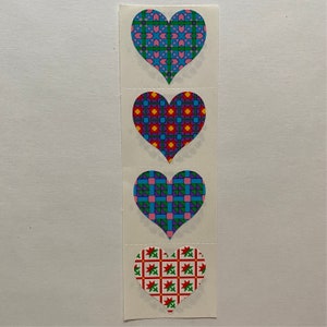 Little Twin Stars Iridescent Heart Stickers Vintage 1984 Sheet