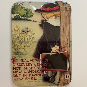 Cartes Mary Engelbreit à garder scellées, plaque murale, exposition d'oeuvres d'art scellée, nouvelle collection originale des années 80, le vrai voyage de la découverte, 1991