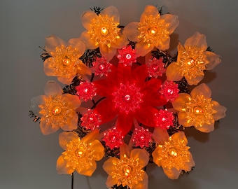 Vintage Noma Light Up Star Tree Topper Red Orange Sparkly Christmas Decor