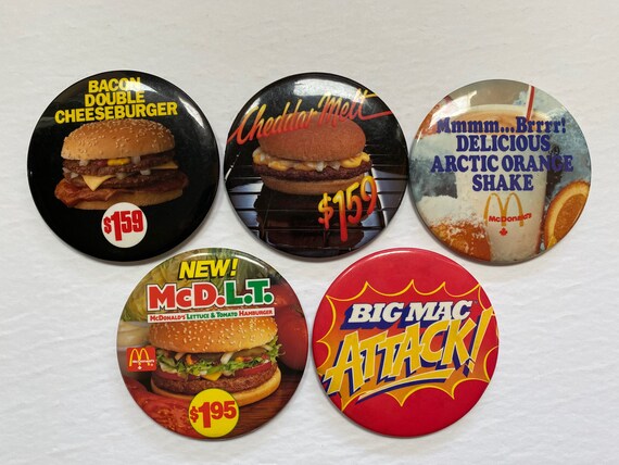 Vintage 90s Mcdonalds Pinback Advertisement Buttons Big Mac - Etsy