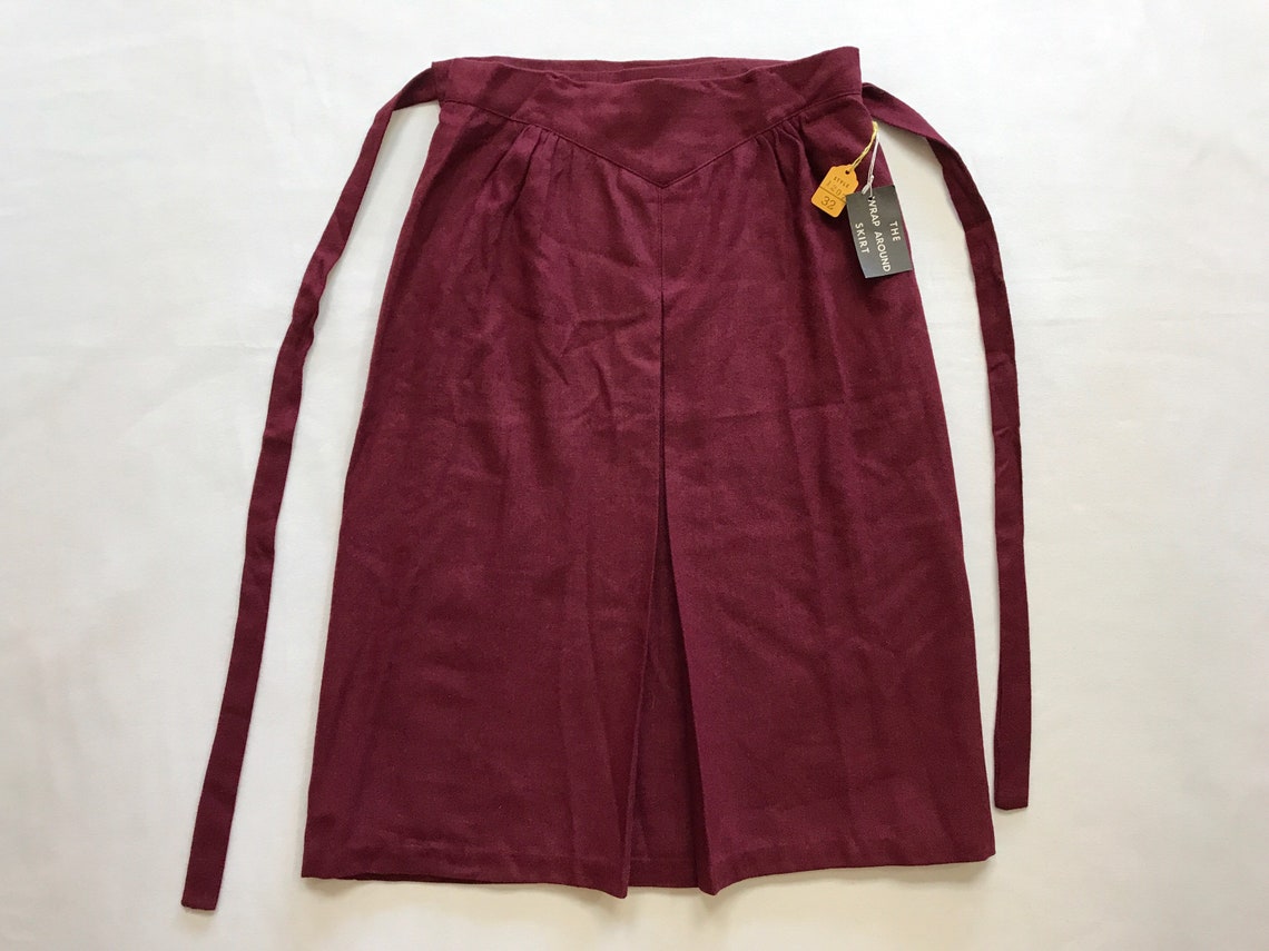 Vintage Ladies Wool Blend Wrap Skirt Size Small USA Maroon Red - Etsy
