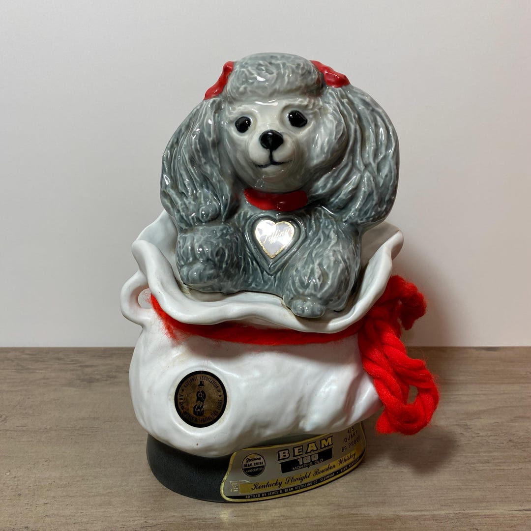 Vintage Tiffany Poodle Jim Beam Kentucky Bourbon Whisky Decanter