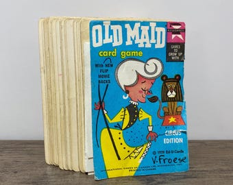 Old Maid Playing Cards Set Edu Cards Complete Set Circus Edition Made in Canada