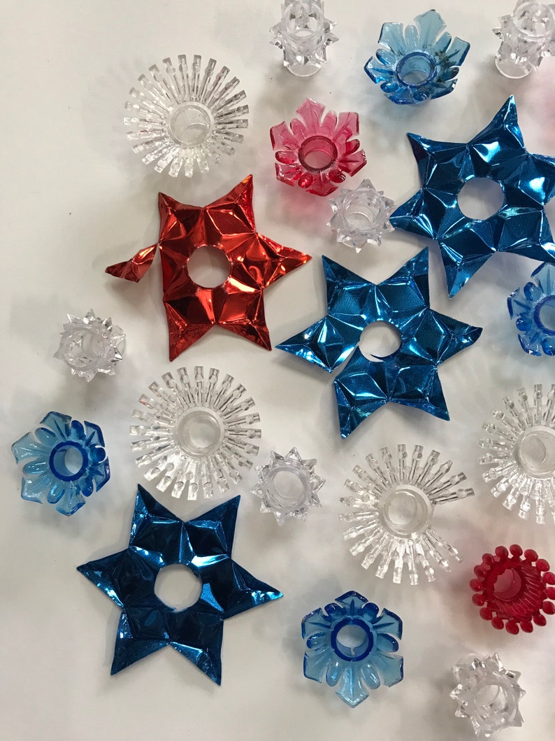 Vintage Plastic Christmas Light Reflectors Lot Retro Red Blue Etsy