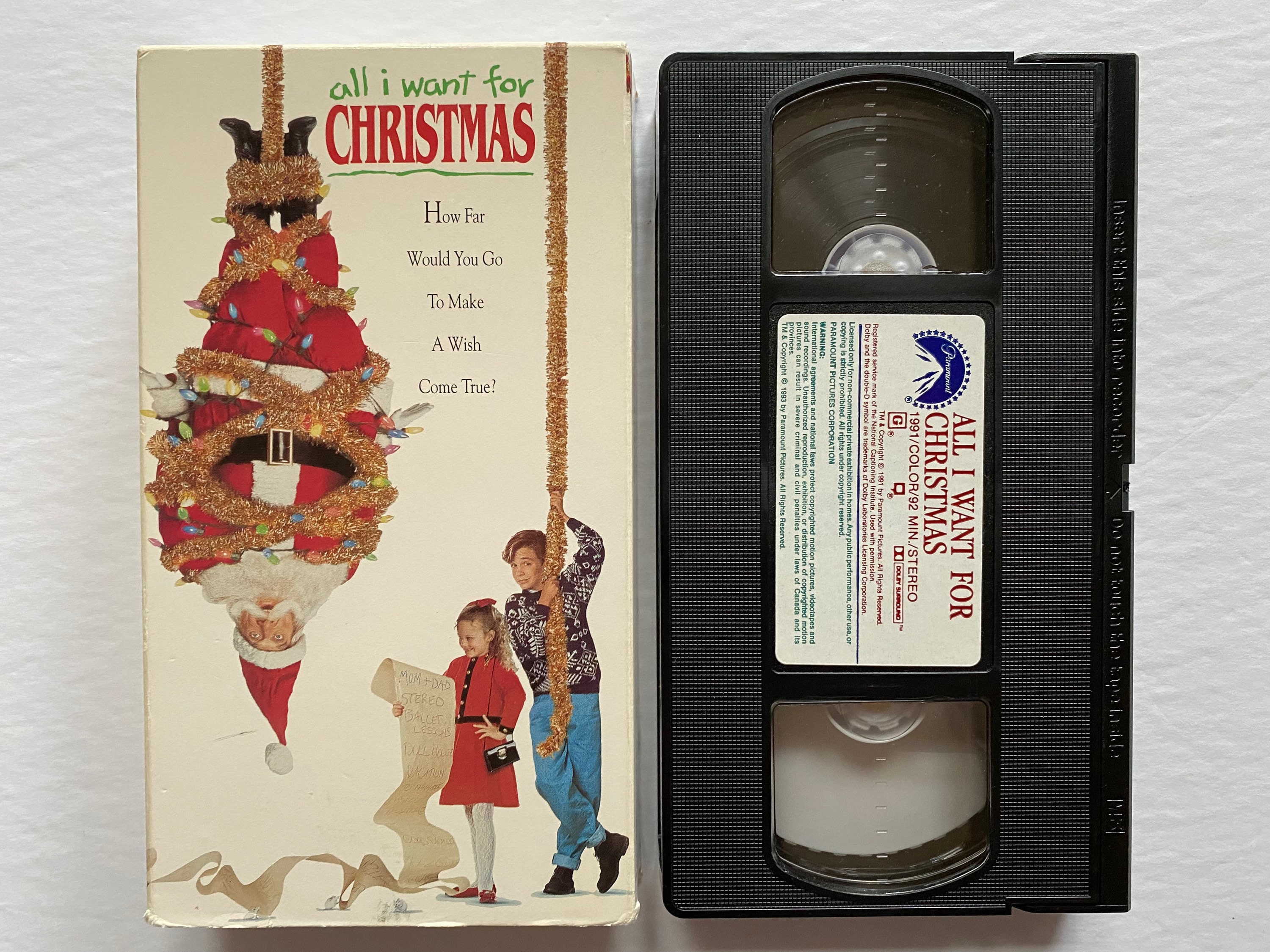 1991 All I Want for Christmas VHS Video Classic Tested