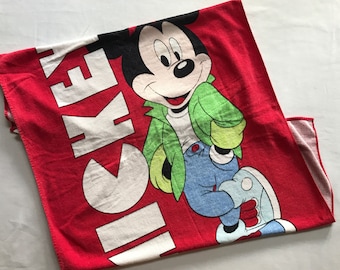 Vintage Mickey Mouse Beach Bath Towel Walt Disney Terry Cloth Collectible