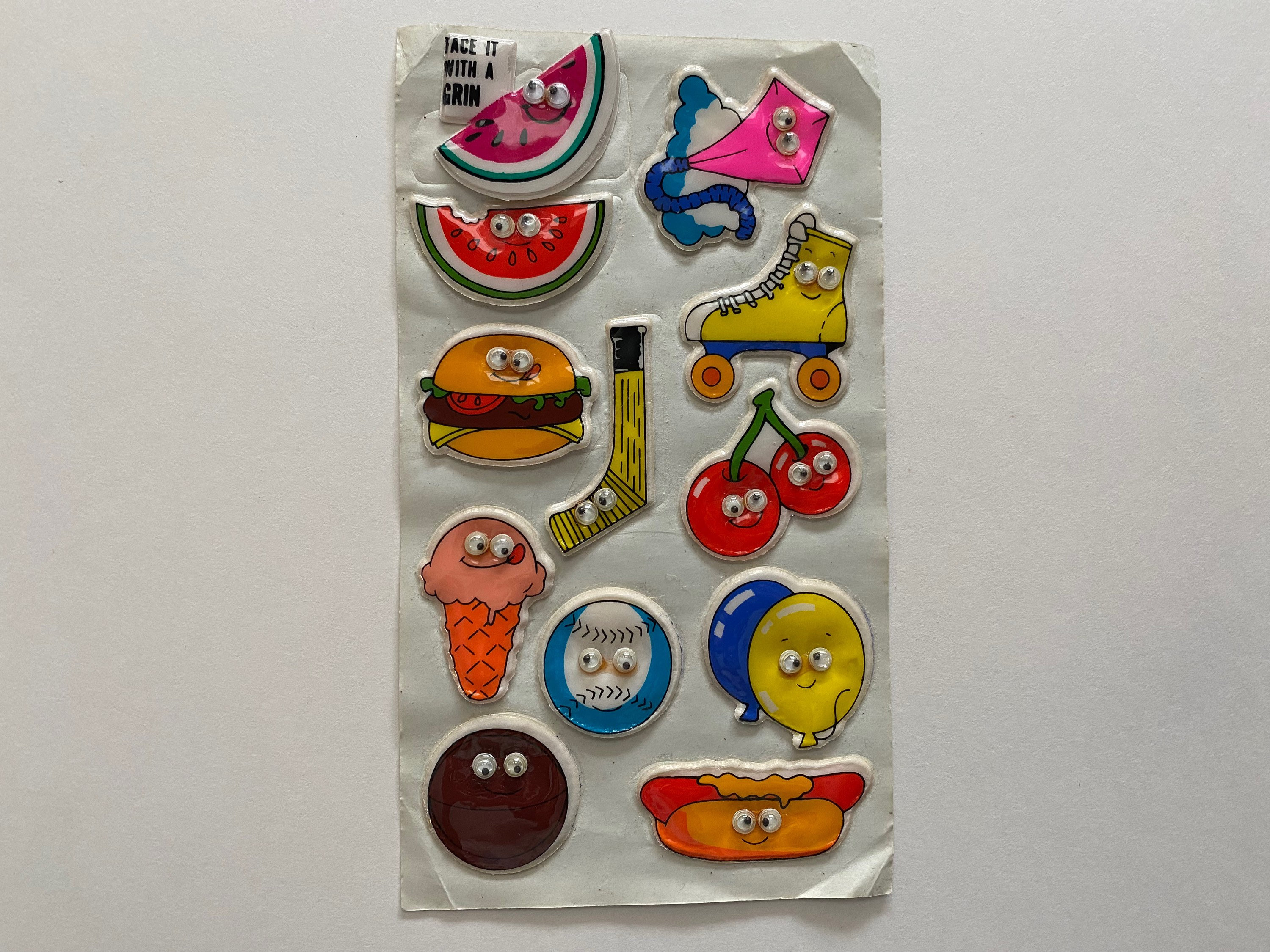 Vintage 1980’s “Animal Googly Eyes” Colorful Happy Cute 12 Puffy Stickers