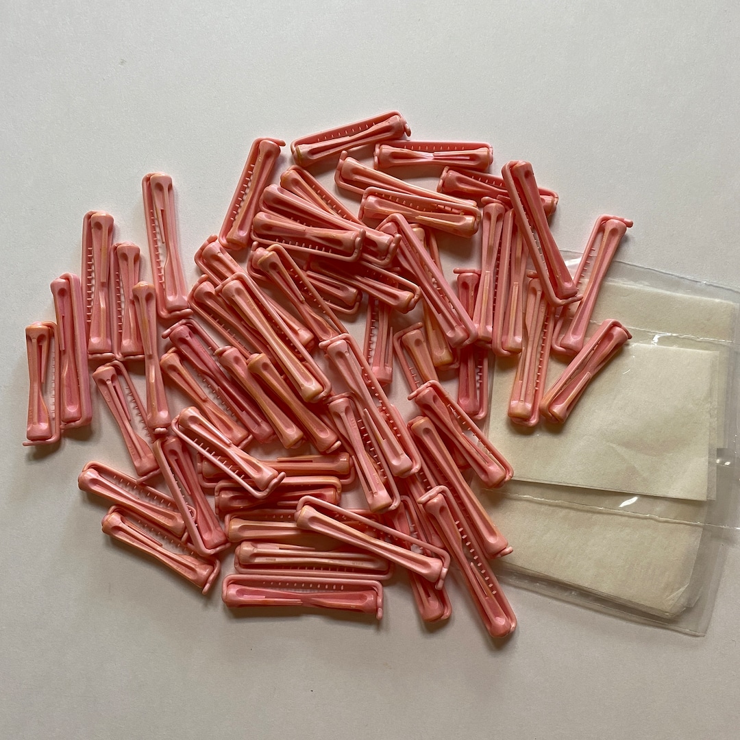 Vintage 70s 80s Swing Arm Perm Rods Hair Perming Curlers Pink Ladies