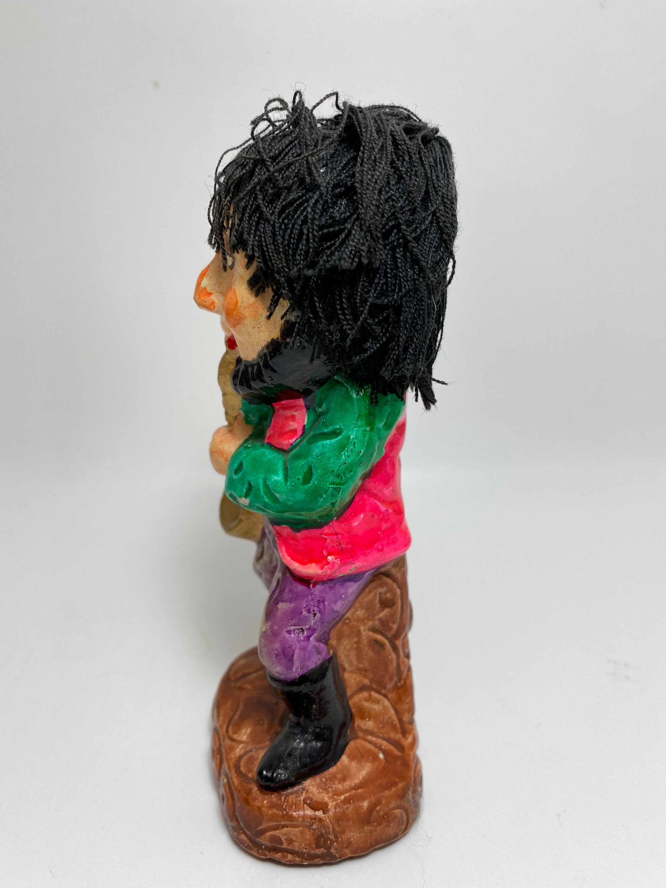 Vintage Chalkware Hippy Figurine With Saxophone - Giftcraft Japan