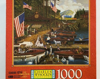 Charles Wysocki Americana Jigsaw Puzzle Wooden You Like a Ride 1997 Made in USA 1000 Piece COMPLETE