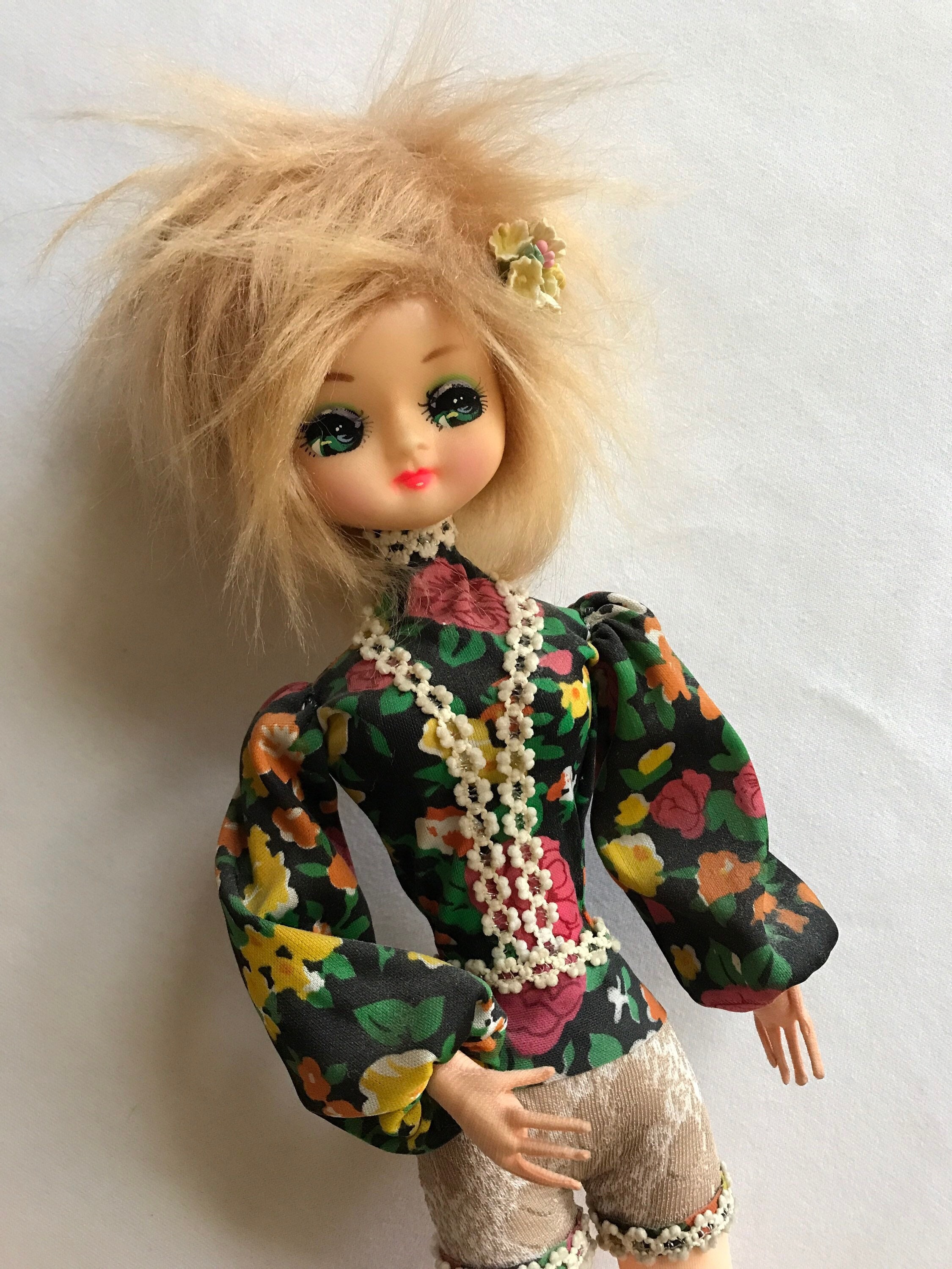 Vintage 1960s Hand Crafted Pose Doll Cute Girl Retro Re-worked
