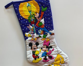 90s Disney Christmas Stocking Xmas Holiday Quilted Decor Carolling