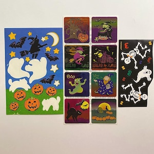 Halloween Stickers Random Lot Vintage 90s Y2K Kids Spooky Season Skeletons JOL Bats Haunted House