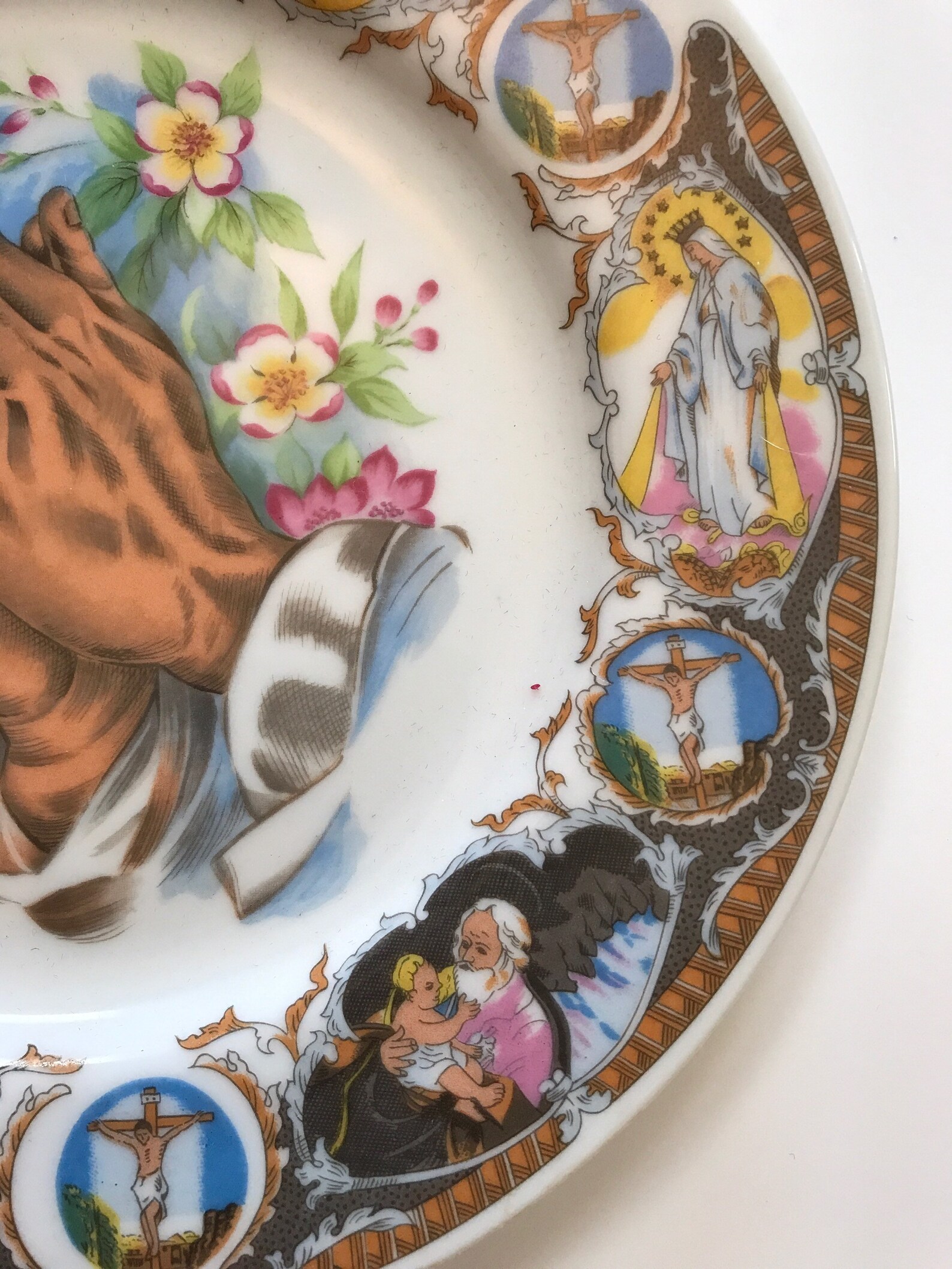 Vintage Decorative Religious Jesus Mother Mary Porcelain Plate Etsy