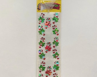 Candycane Sandylion Stickers 90s Kids Collectible Retro Ephemera Scrap Book Prismatic Unused Pack Christmas Holiday Xmas