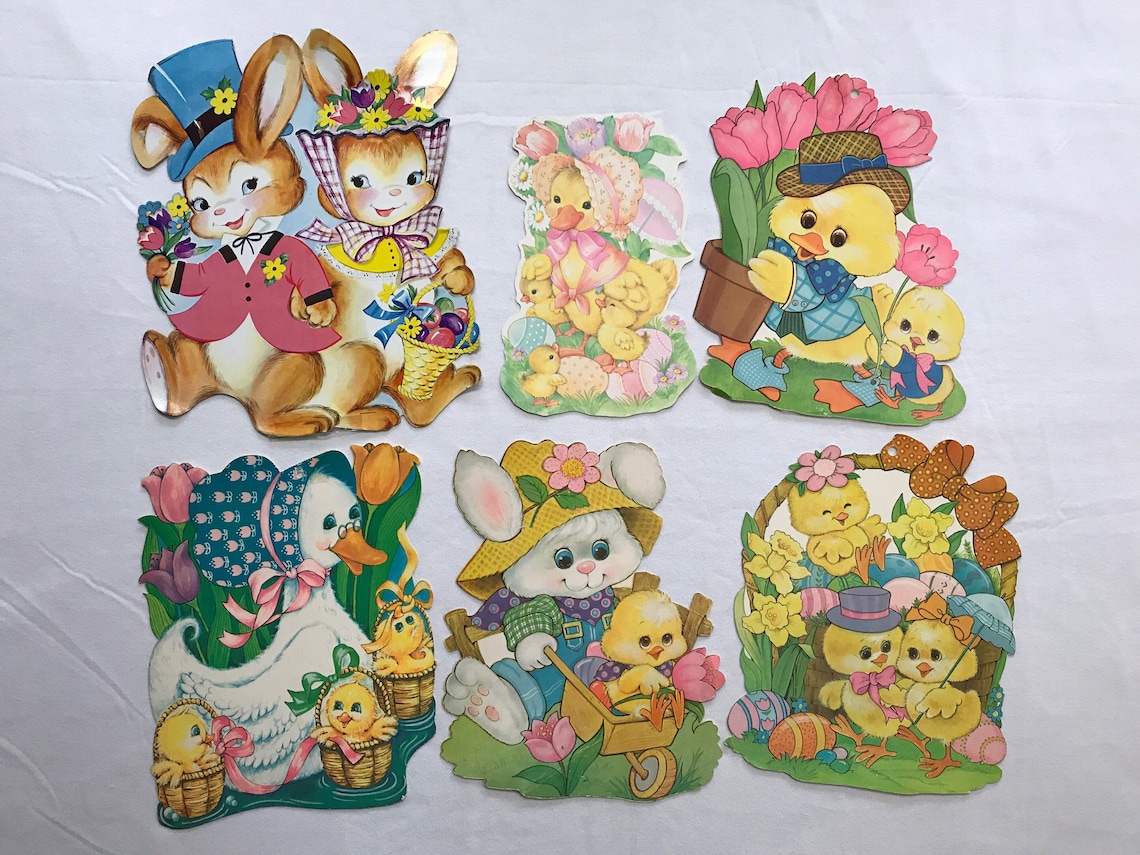1980s 90s Easter Die Cut Decorations Lot Paper Wall Hanging | Etsy