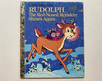 Vintage Rudolph the Red Nosed Reindeer Giant Golden Book - Etsy