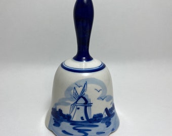 Delft Blue Ceramic Windmill Bell Blauw Dutch Holland Blue and White