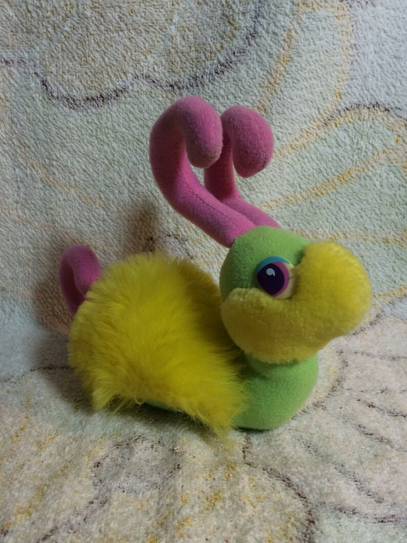 1987 Hooks Mattel Snail Pink Yellow Htf plush stuffed animal