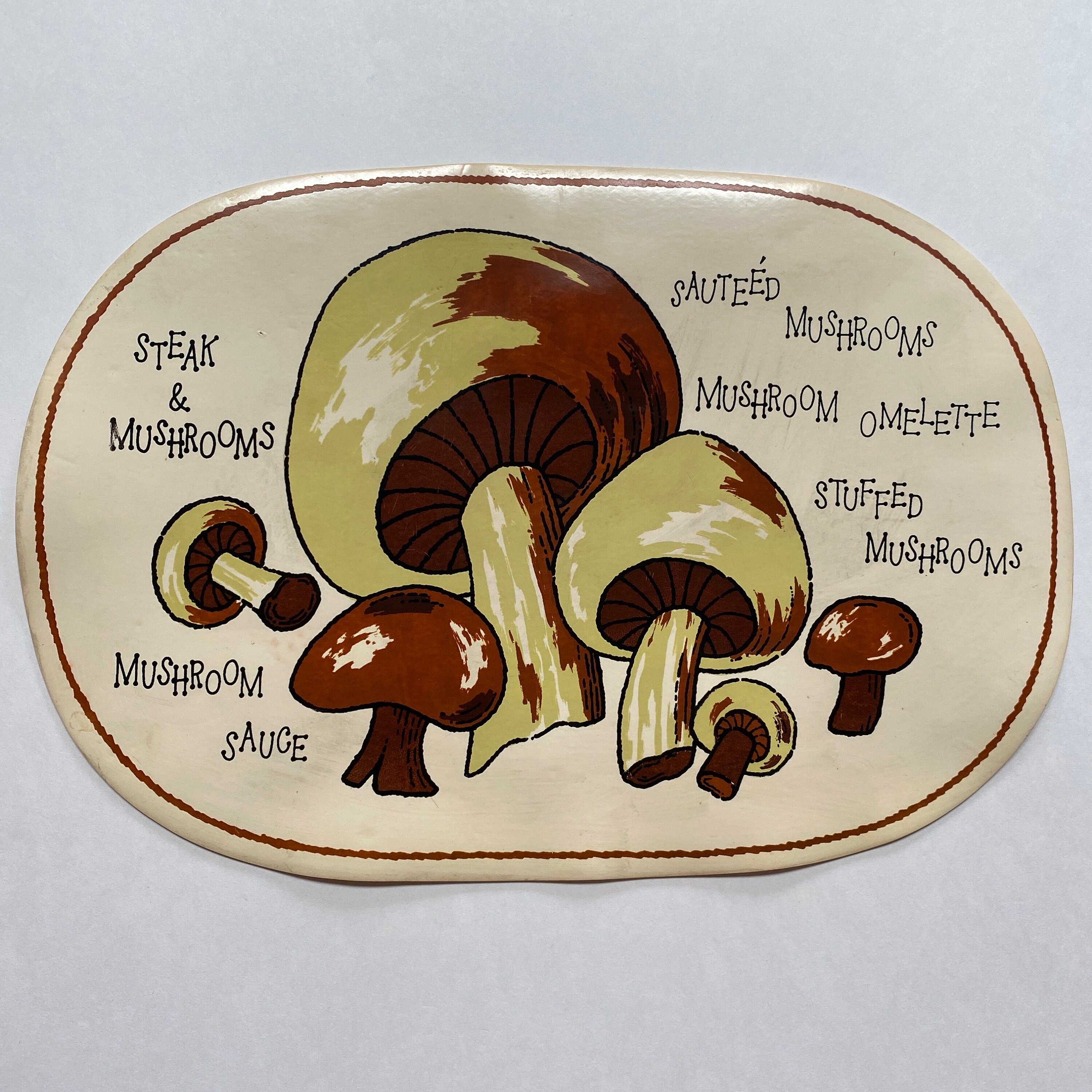 Merry Mushroom Vinyl Placemat Table Decor Groovy Woodland 70s 