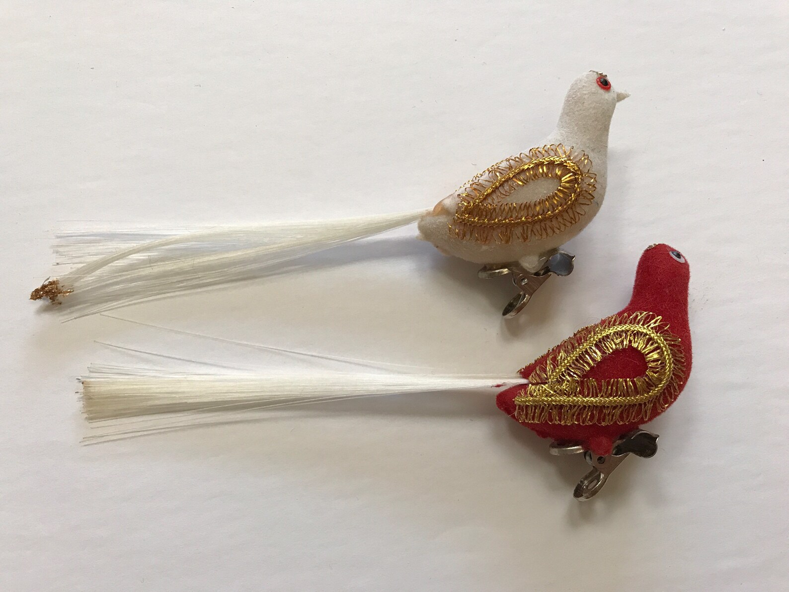 Pair of Vintage Clip on Bird Christmas Ornaments Pretty Red Etsy