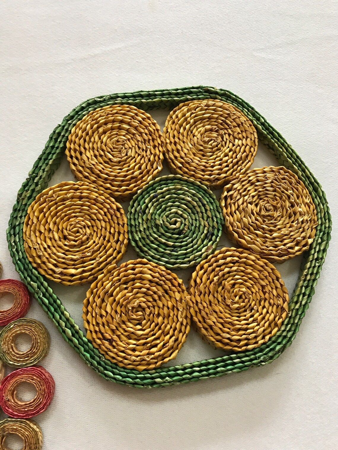 Decorative Straw Trivet Hot Pads Kitchen Kitsch 70s Retro Etsy