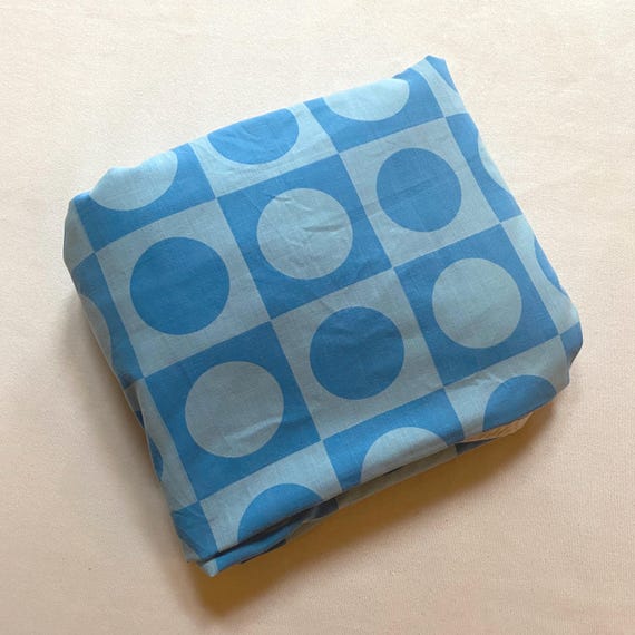 Tex Made Blue Geometric Circle Print Double Fitted Sheet Bedding Bedsheet Linens Texmade