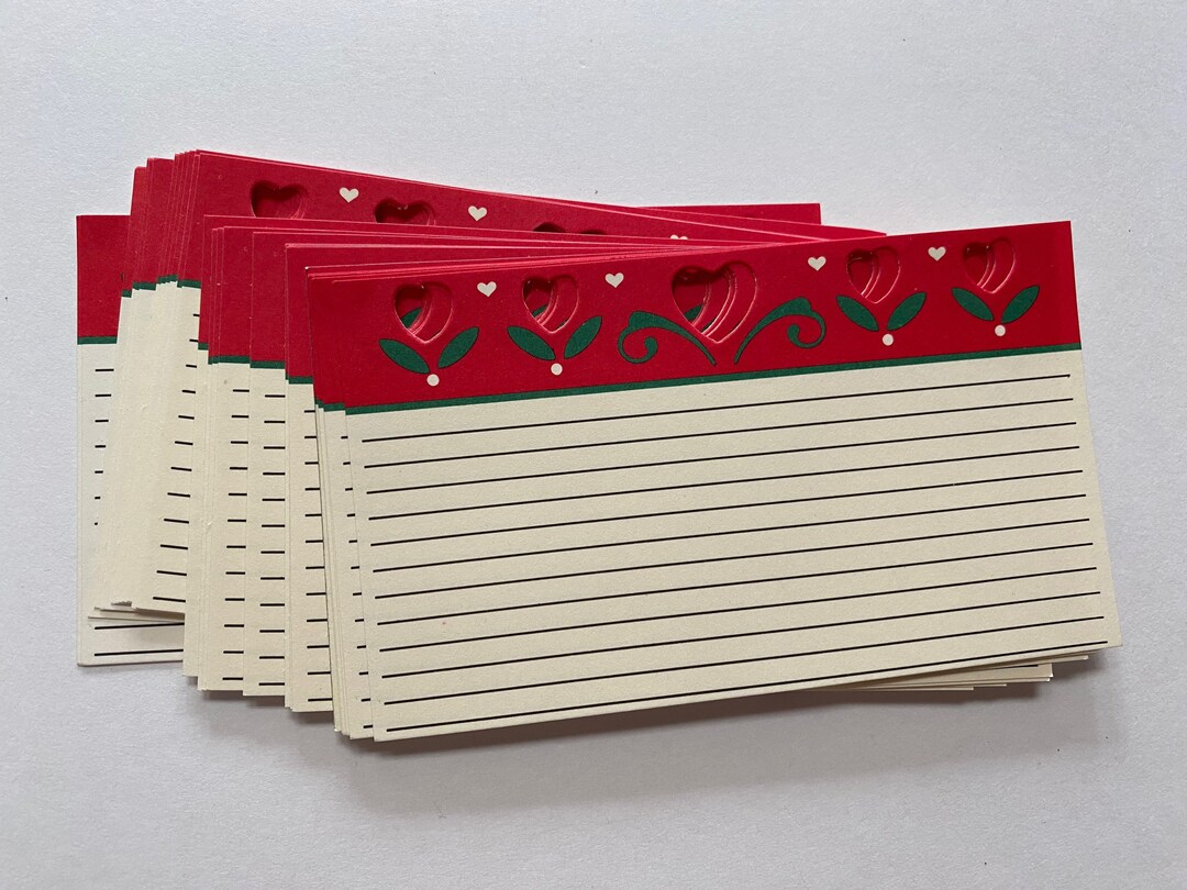 Vintage Recipe Box Cards With Cut Out Heart Design Retro Etsy