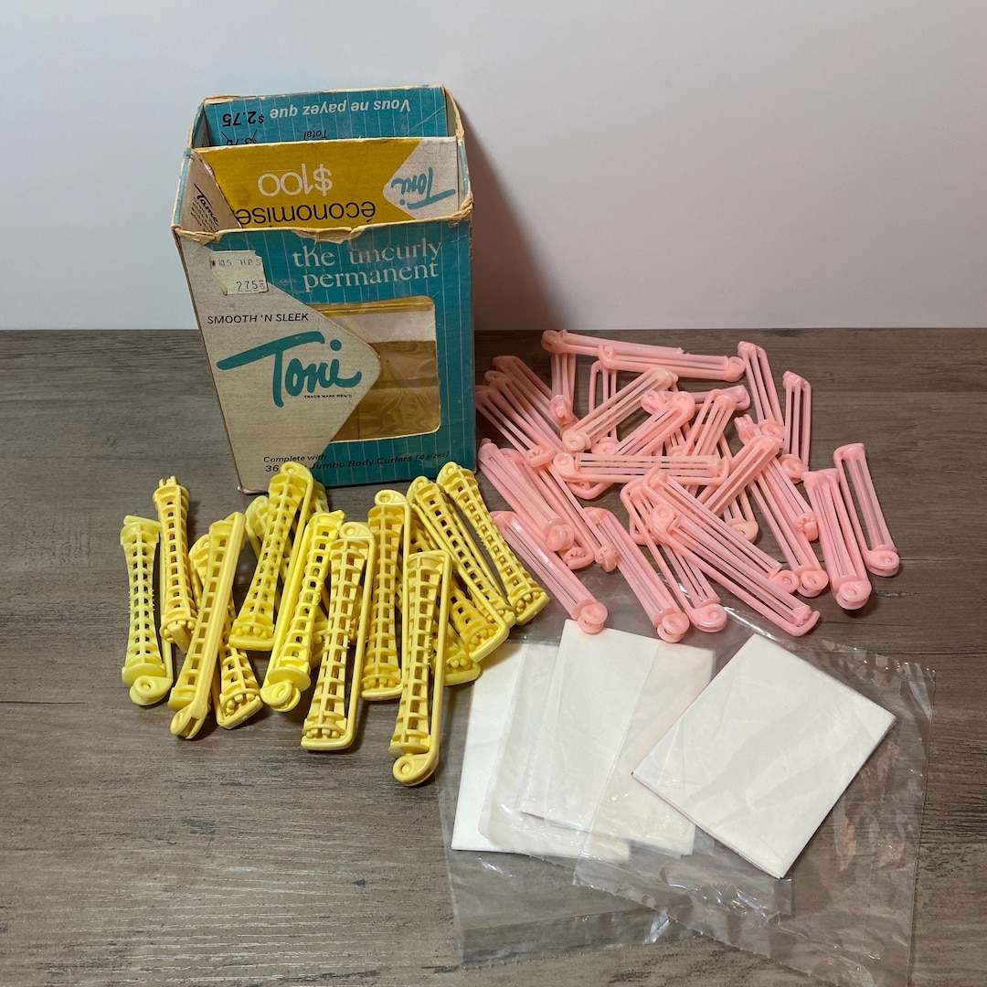 Old Perm Rods Swing Arm Perm Rods Hair Perming Curlers Toni With Papers and Box Made ...