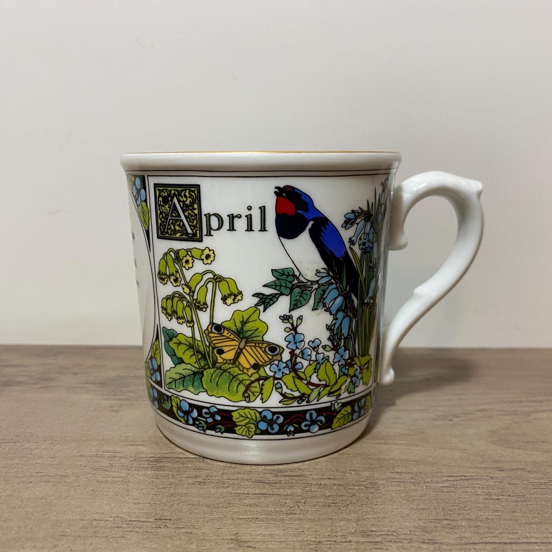 Royal Worcester April Mug Vintage 1992 Sue Scullard Robert Browning ...