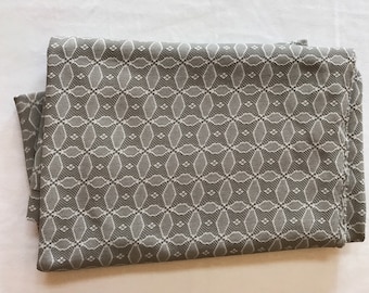Vintage Polyester Sewing Fabric Grey Gray Geometric Print Supply Supplies 60s 70s Groovy
