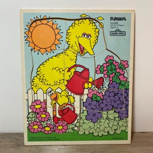 Big Bird Sesame Street Wooden Frame Tray Puzzle Vintage Kids Toy 1988 Playskool 315-20 Made in USA
