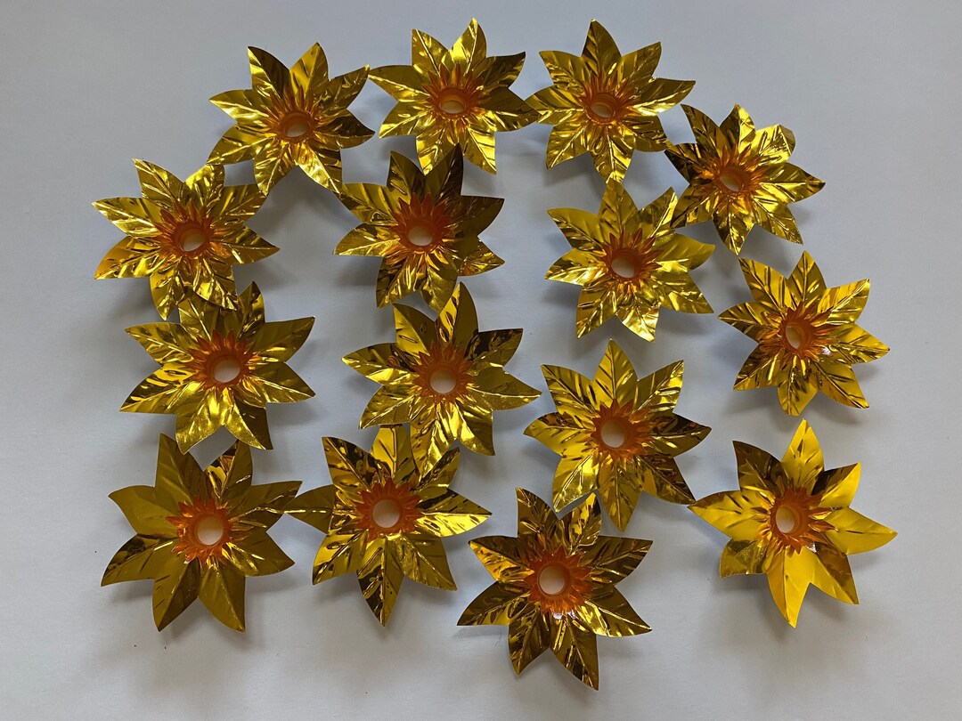 Christmas Light Reflectors Lot Gold Plastic Foil Collectible Xmas Holiday Decor Ornaments Light