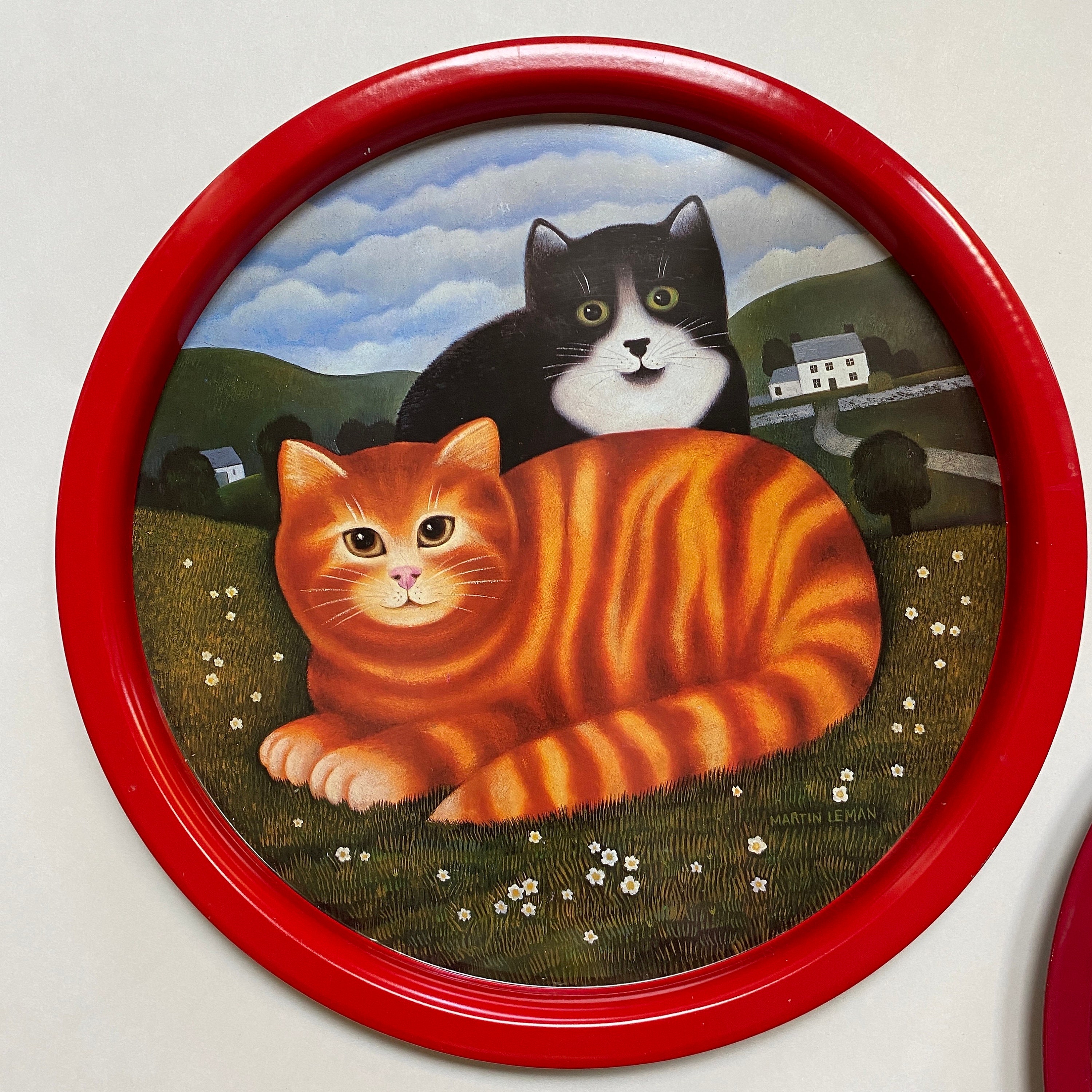 Martin Leman 猫 飾り皿2枚セット ビンテージコレクターズアイテム