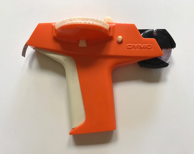 Vintage Dymo Label Maker Retro 70s Orange Office Supply With Shiny Red