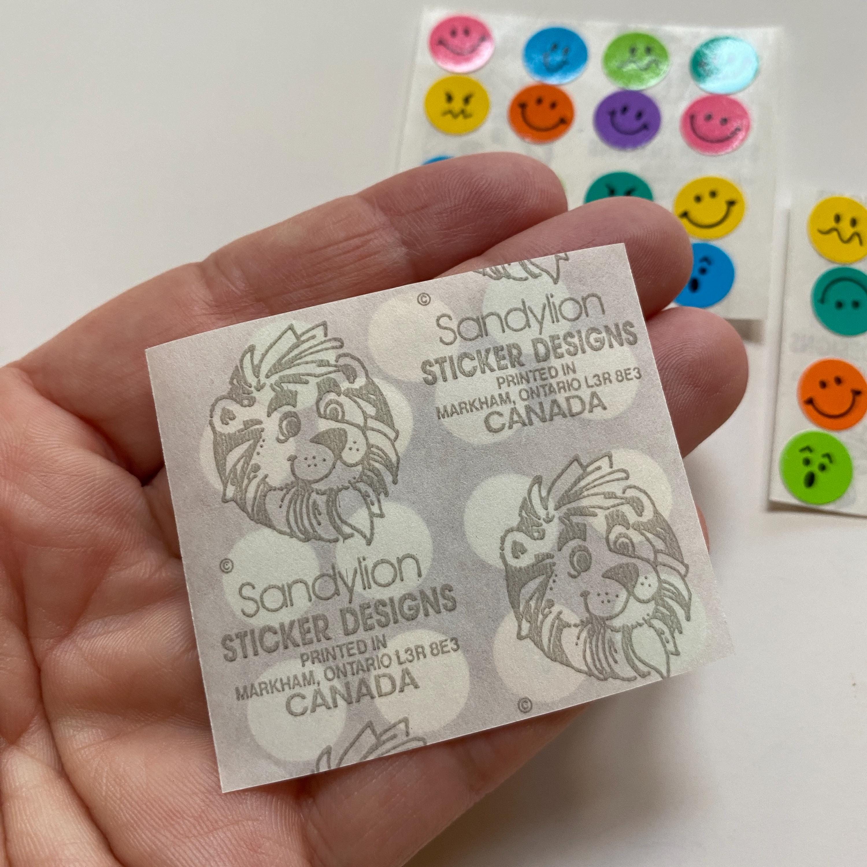 1990s Sandylion Stickers Rainbow Happy Smile Faces Squares Vintage
