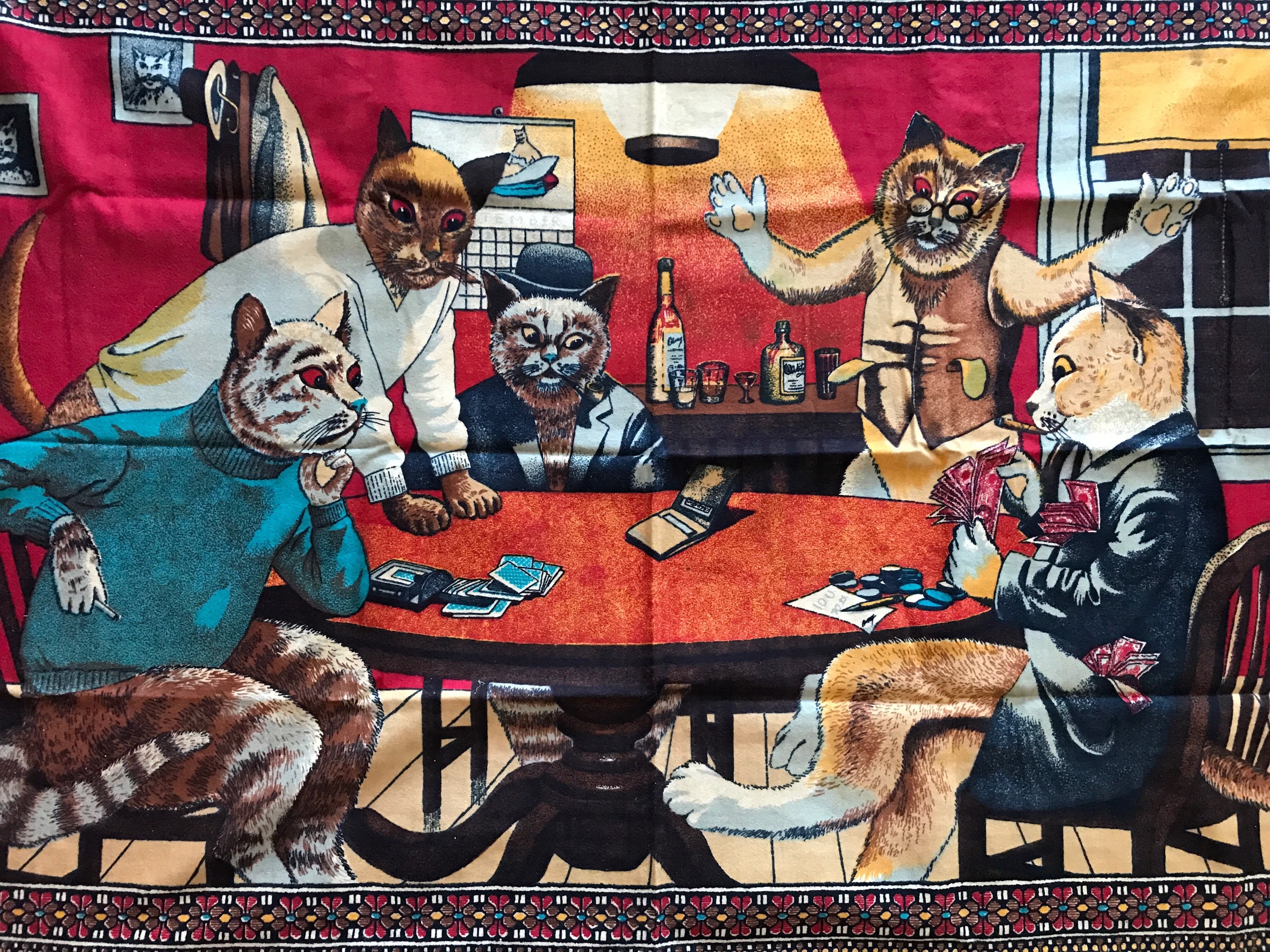 Cats playing poker tapestry clearance