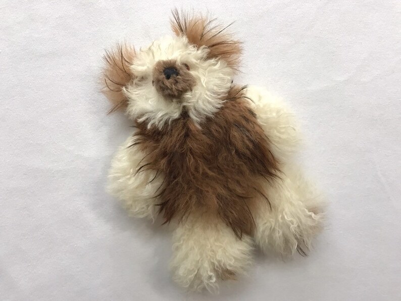 Real Fur Teddy Bear Fluffy Soft Beige Brown White Cute | Etsy