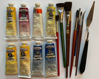 Vintage CRAFTINT No.31 OIL PAINTING SET Oil Colors 8 Tubes/Linseed  Oil/Turpentin