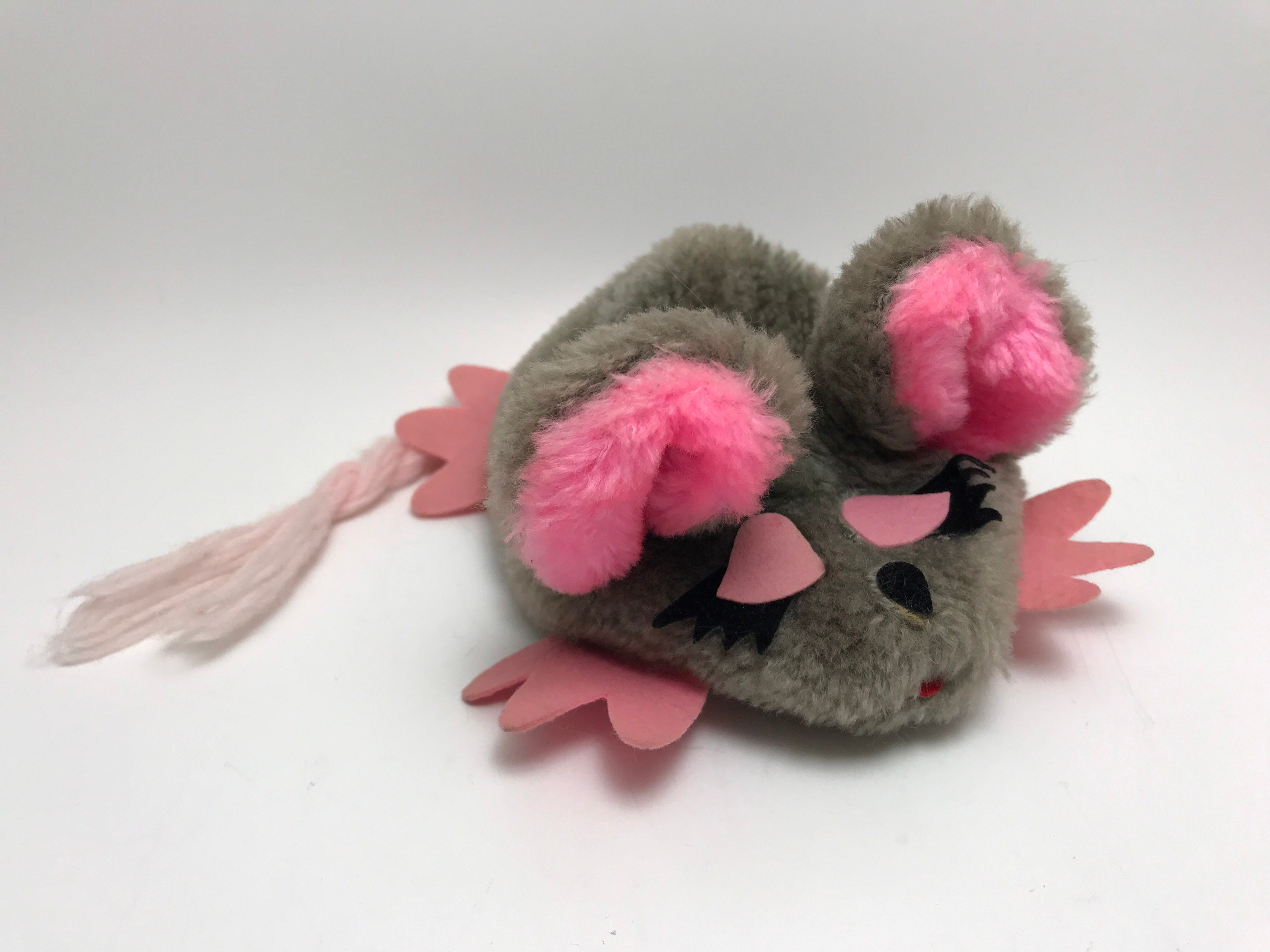 Plush Mouse Stuffed Animal Bean Bag Toy Grey and Pink Adorable | Etsy
