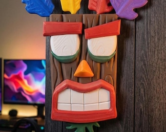 Crash Bandicoot Aku Aku Mask: Life-Size 3D Printed Tiki Statue