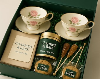 Vintage Teacup Gift Set: Loose Leaf Tea & Artisan Cookies