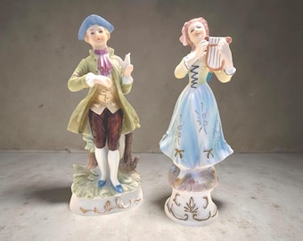 Vintage Capodimonte Style Porcelain Figurines: Italian Rococo Musicians