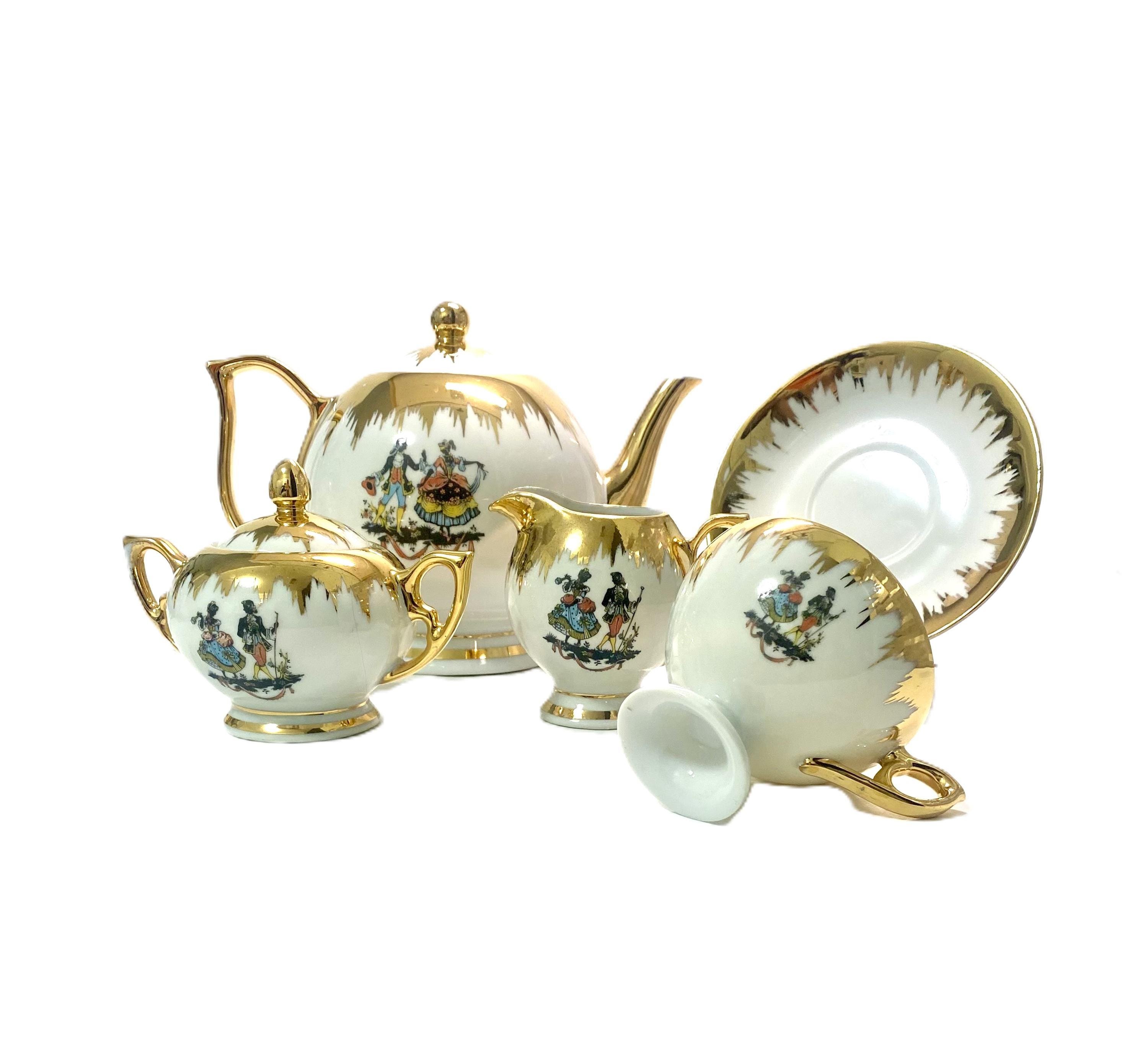 Vintage Bavarian Porcelain Tea Set for 12: Gold Gilded Rococo China - Etsy