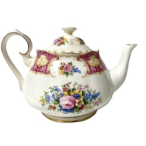 Vintage Royal Albert Lady Carlyle Teapot: Pink Roses Bone China, Made in England