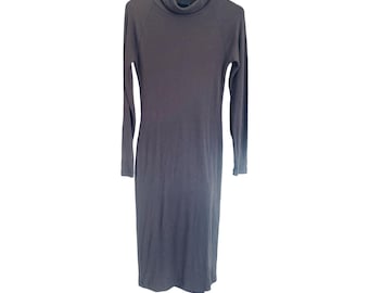 Vestido largo de cuello alto Firenze de Patrizia Pepe, vestido ajustado de punto de manga larga de diseñador italiano.