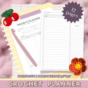 Printable Crochet Project Planner PDF – Crochet Organizer, Pattern Tracker, Sketch & Note Pages, Digital Download for Crocheters